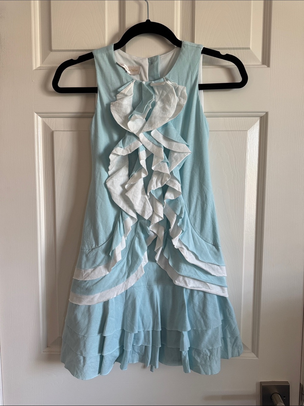 NWOT Isabella & Chloe Light Blue Ruffle Sleeveless Dress